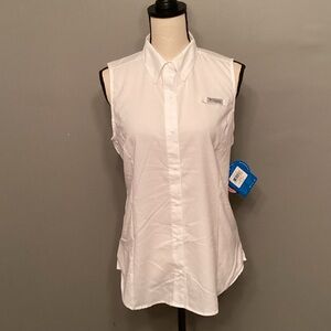 Columbia Women's Small White Sleeveless Button Down Top NWT